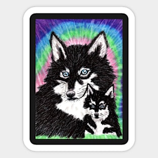 Wolf and Wolf Pup Sticker